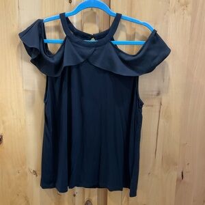 INC International Concepts Blue Sleeveless Ruffled Tank Top